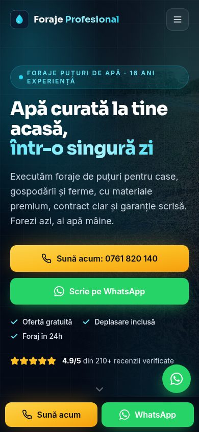 Website Foraje Profesional pe telefon