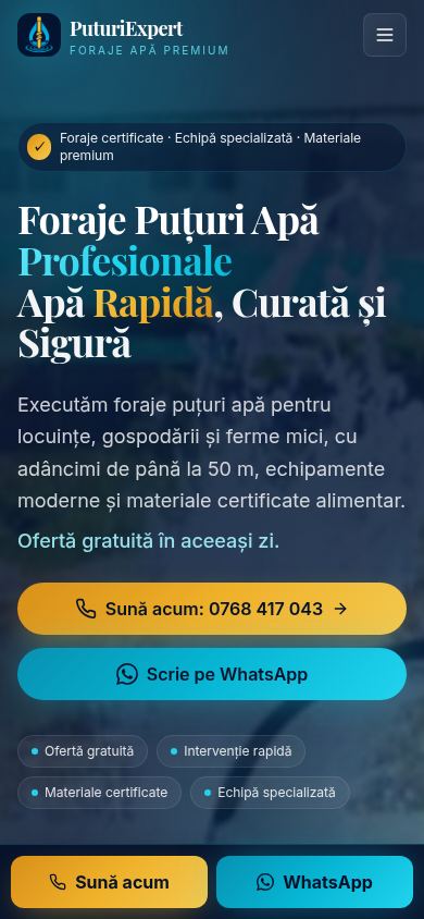 Website PuturiExpert pe telefon